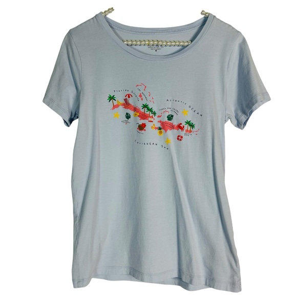J. CREW | Women’s teeshirt Caribbean Sea Blue Collector Graphic Tee Islands - Picture 3 of 6